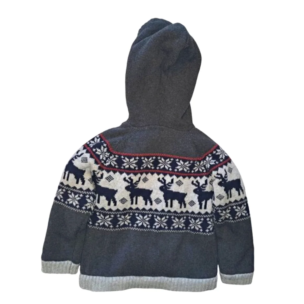 Sami & Jo Gray Hooded Full Zip Reindeer Sweater Jacket Size 4T